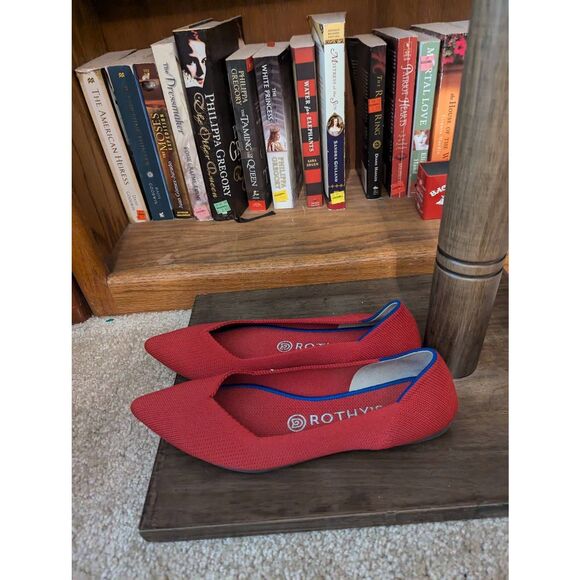 Rothys The Point Ballet Flats Womens 8 Red Knit Fabric Casual Comfort Shoes - Picture 3 of 7